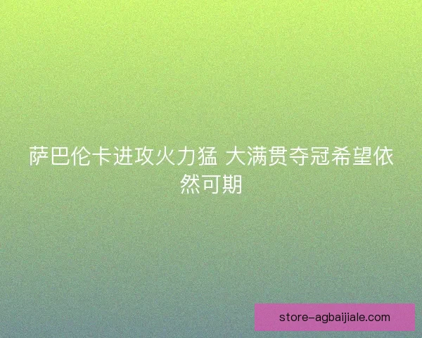 萨巴伦卡进攻火力猛 大满贯夺冠希望依然可期