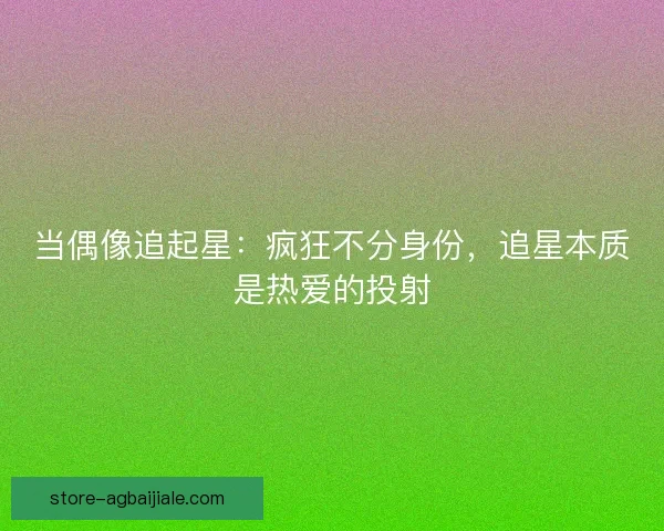 当偶像追起星：疯狂不分身份，追星本质是热爱的投射